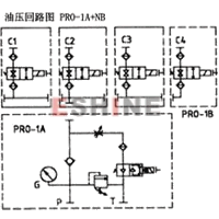 升降复合阀PRO- 1A +  1 2 3 4 5 B A1 A2 D1 D2